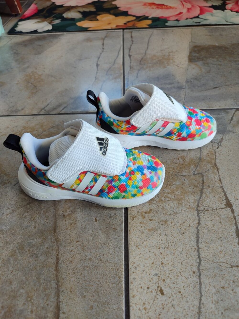 Adidas Kids Double Velcro Sneakers Lightweight Shoes US 8.5